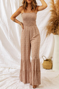 Thumbnail for Floral Spaghetti Strap Smocked Wide Leg Jumpsuit