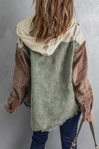 Thumbnail for Snap Front Hooded Corduroy Shacket