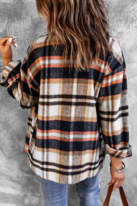 Thumbnail for Plaid Button Front Shirt Jacket with Breast Pockets