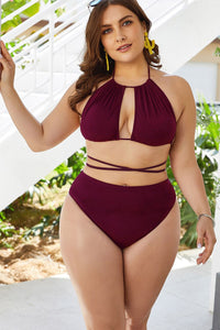 Thumbnail for Plus Size Cutout Tied Backless Bikini