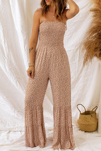 Thumbnail for Floral Spaghetti Strap Smocked Wide Leg Jumpsuit