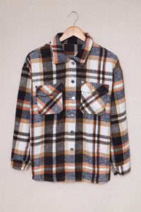 Thumbnail for Plaid Button Front Shirt Jacket with Breast Pockets