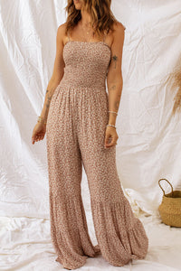 Thumbnail for Floral Spaghetti Strap Smocked Wide Leg Jumpsuit
