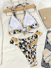 Thumbnail for Animal Print Halter Neck Bikini